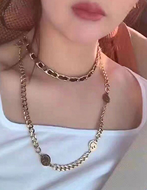 Fashion Gold Color Titanium Steel Smiley Face Cutout Necklace