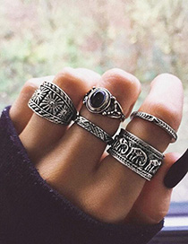 Fashion Silver Color Pure Color Decorated Ring(5 Pcs )