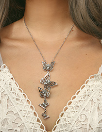 Fashion Gold Color Butterfly Shape Decorated Long Necklace
