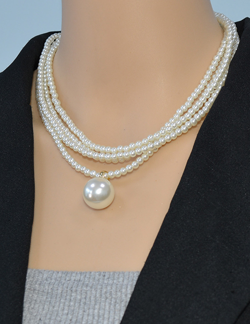 Collar Con Cuentas De Perlas En Capas