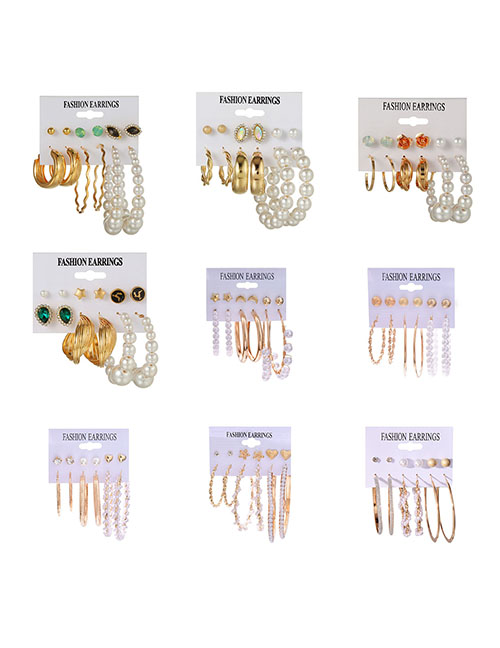 Fashion 2# Metal Irregular Geometric Earrings Set