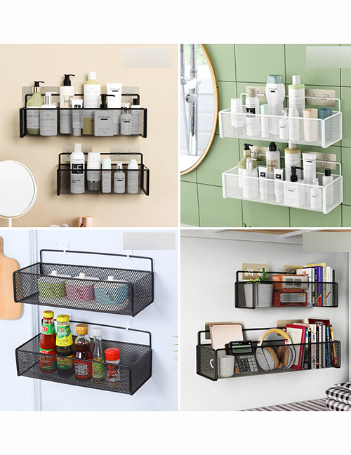 Fashion [small] Black Storage Basket Hole-free Hanging Basket Wall-mounted Storage Storage Basket