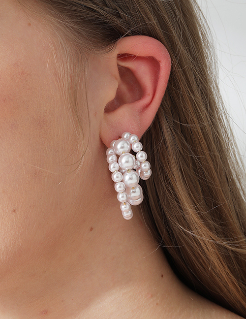 Aretes De Perlas Multicapa De Aleación
