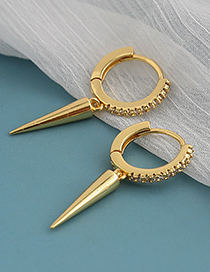 Fashion Golden Copper Inlaid Zircon Rivet Earrings