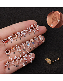 Fashion Cherry Silver Seahorse Screws Inlaid Zircon Geometric Gold-plated Earrings