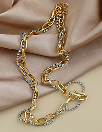 Fashion Gold Color Alloy Diamond Chain Double Necklace