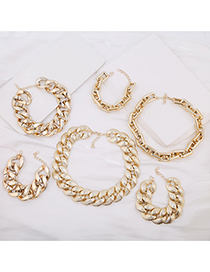 Fashion 6 Necklaces Diamond Thick Chain Alloy Hollow Necklace Bracelet