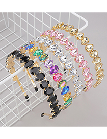 Fashion Color Alloy Diamond-studded Oval Drop-shaped Full Diamond Headband
