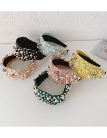 Fashion Color Pearl Rhinestone Broad Edge Smooth Board Beaded Headband