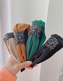 Fashion Green Broad Edge Rhinestone Light Board Fabric Headband