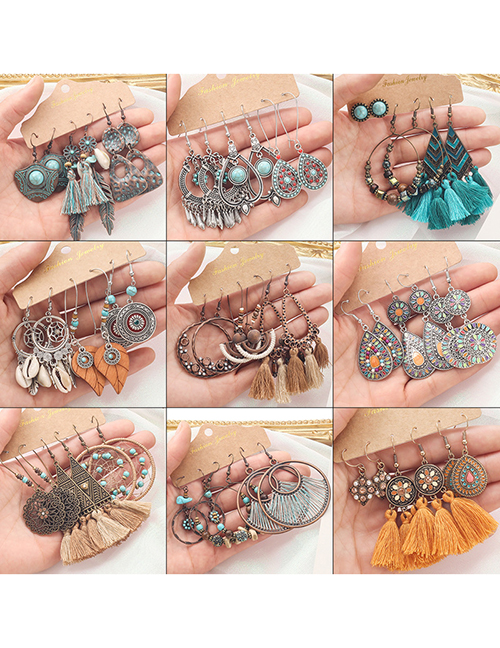 Fashion 1# Alloy Geometric Irregular Turquoise Earrings Set