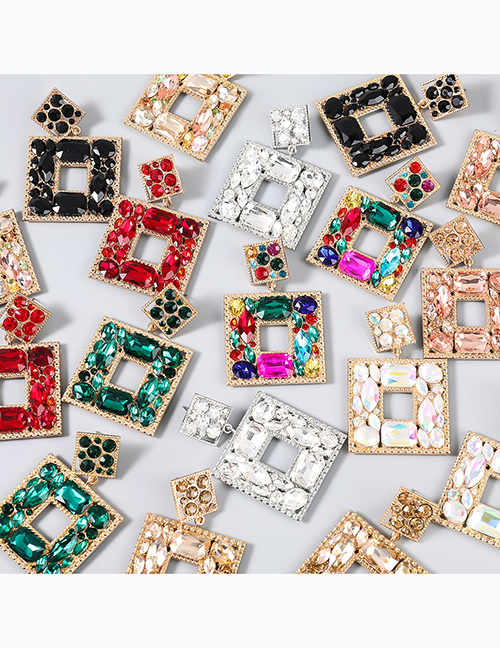 Pendientes Cuadrados De Aleación De Diamantes