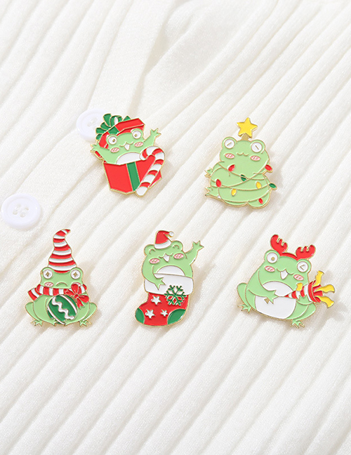 Broche De Pintura De Rana De Dibujos Animados De Navidad De Aleación