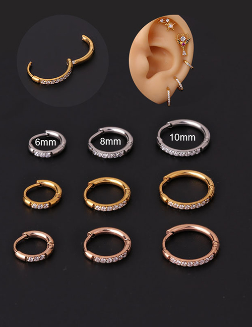Fashion Silver 1# Stainless Steel Diamond Pierced Nose Ring