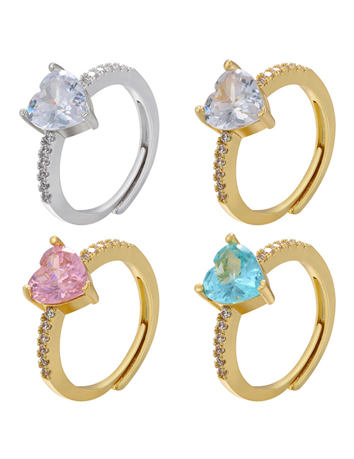 Anillo De Latón Con Corazón De Circonio