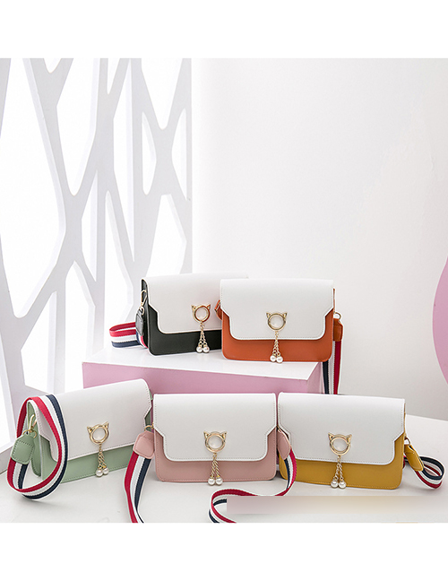 Fashion Yellow Pu Contrast Flap Crossbody Bag