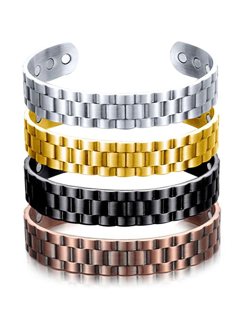 Fashion Bronze Alloy Geometric Network Magnetic Therapy Open Bracelet