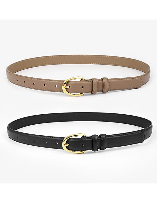 Fashion Camel Pu Leather Gold Buckle Pin Buckle Thin Belt
