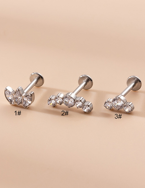 Fashion 1# Stainless Steel Inlaid Zirconium Geometric Piercing Lip