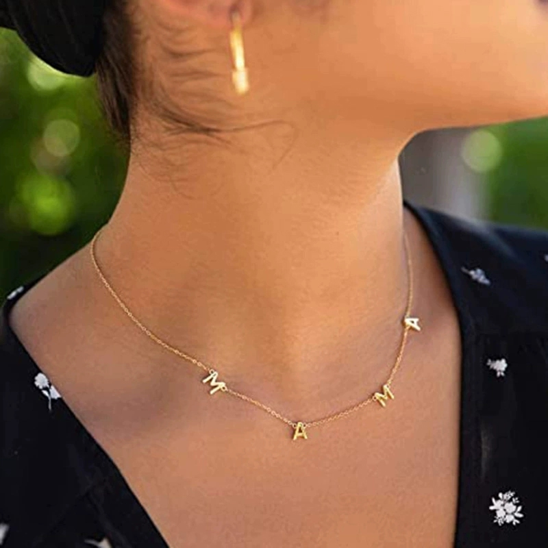 Fashion Gold Titanium Mama Necklace