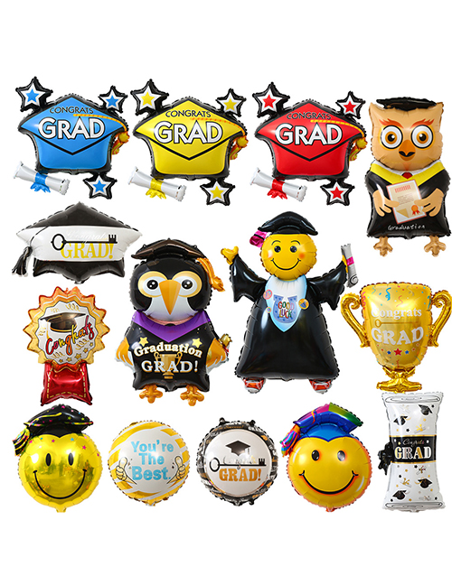 Fashion 24 Inch Graduation Cap Black Irregular Aluminum Film Balloon With Geometric Printing