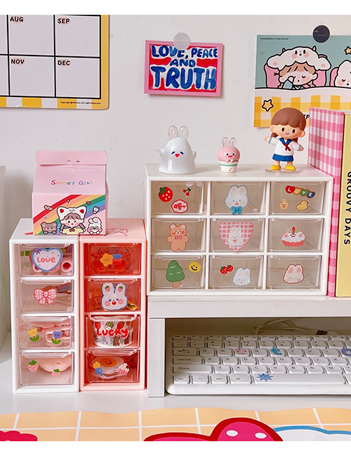 Fashion 1 # Rice White Storage Box Plastic Transparent Drawer Storage Box