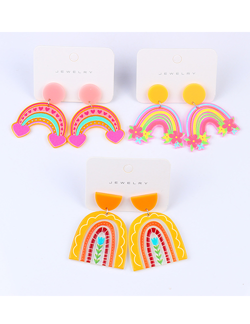 Fashion Polka Dot Rainbow Acrylic Rainbow Earrings