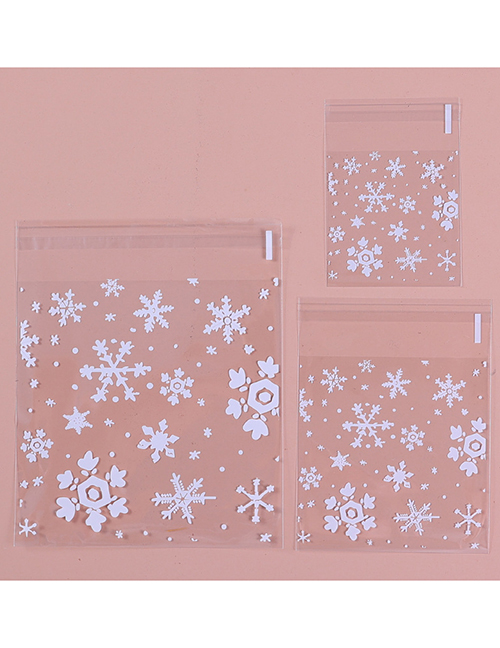 Fashion 10*10+3 Christmas Snowflake Print Candy Bag 100/pack