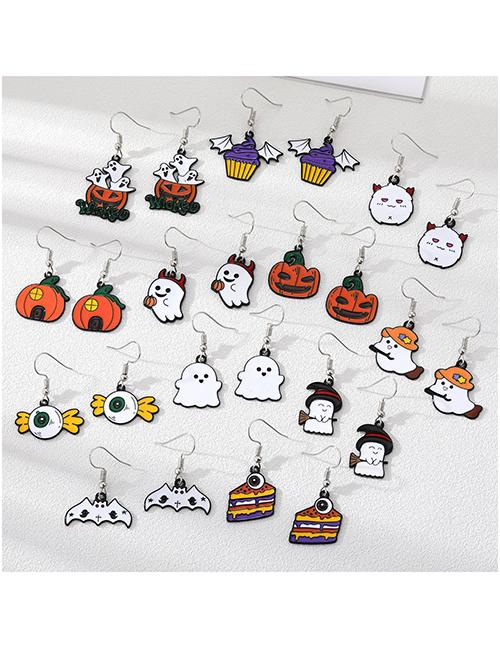 Fashion 12# Devil Pumpkin Ghost (silver Hook) Metal Ghost Earrings