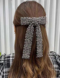 Fashion White Leaf-shaped Beads Pearl Beaded Bow Hairpin