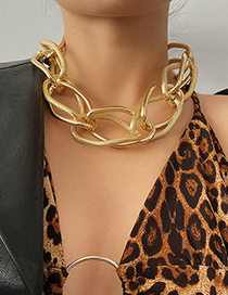 Fashion White K Smooth Frosted Alloy Thick Chain Necklace