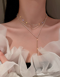 Collar De Diamantes Y Perlas Multicapa