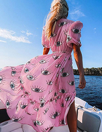 Fashion Big Pink Eyes Eye Long Sleeve Blouse