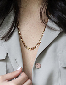 Fashion 4mm Steel Color-38+5cm-32820 Titanium Steel Geometric Chain Necklace