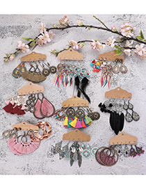 Fashion Pink Water Drop Tassel Earrings Set