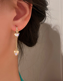 Aretes De Diamantes Con Borlas Y Corazón De Amor
