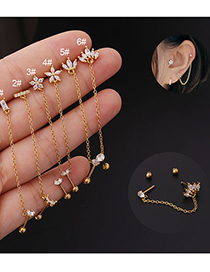 Fashion 2#silver Color Thin Rod Stainless Steel Double Pierced One-piece Piercing Earrings (1pcs)