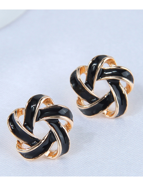 Fashion Black Alloy Drip Geometric Stud Earrings