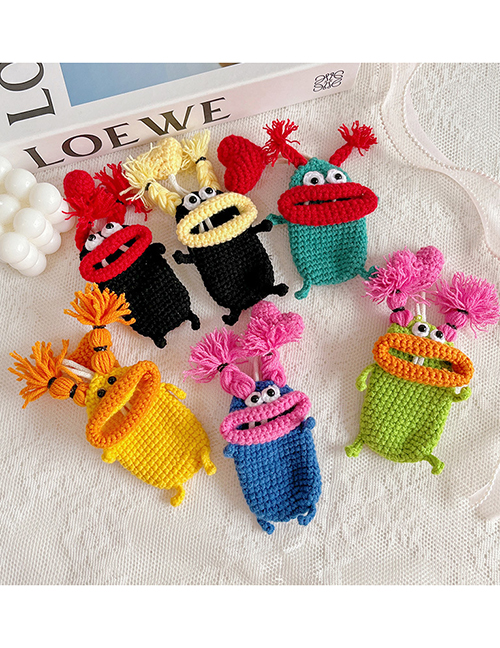 Fashion Green Big Mouth Powder Braid [finished Product] Cotton Crochet Sausage Mouth Key Holder