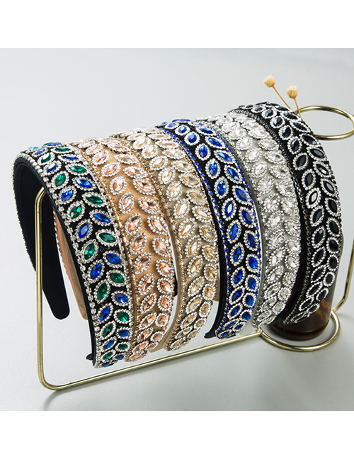 Fashion Black Fabric Diamond-studded Geometric Wide-brimmed Headband
