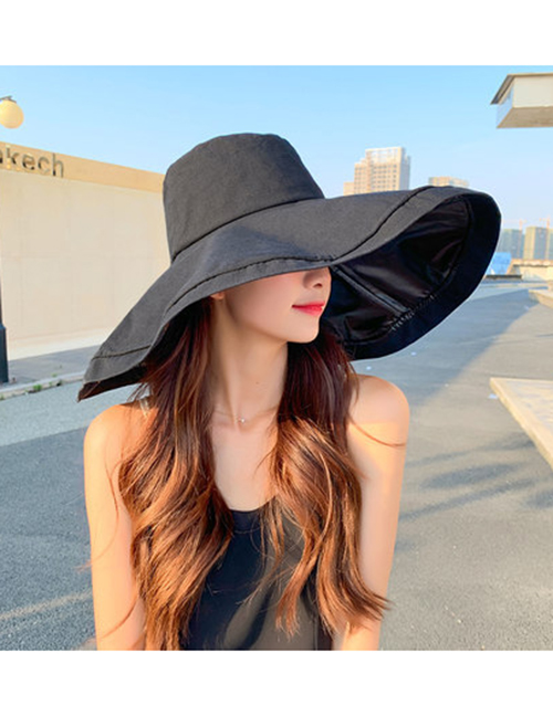 Fashion Beige With Windproof Rope Polyester Large Brim Sun Hat With Windproof Rope