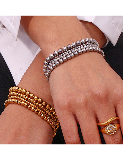 Pulsera Con Cuentas Geométricas De Titanio Chapado En Oro