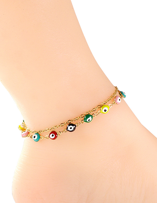 Fashion Steel Color 18 Devil's Eye An11020m Titanium Steel Oil Drip Eye Chain Anklet