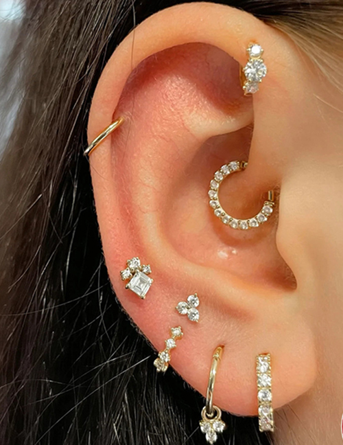 Fashion Single Gold #1 Metal Diamond Round Piercing Ear Cuff (single)