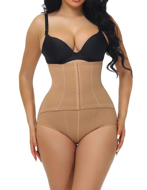 Pantalones De Control De Barriga Con Botones Y Cinturón De Cintura Alta