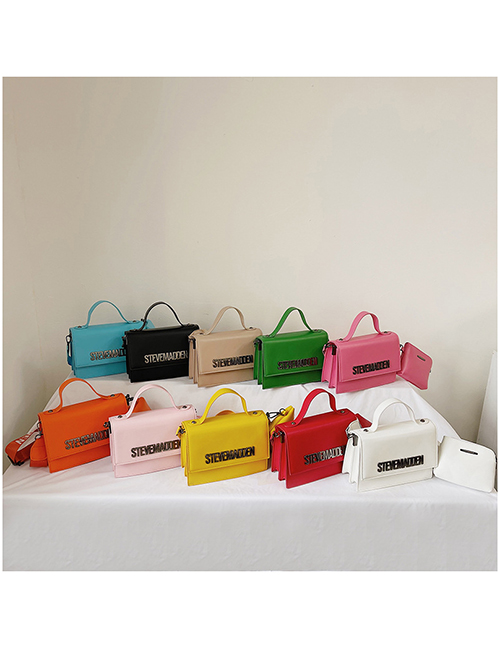 Fashion White Pu Letter Flip Crossbody Bag