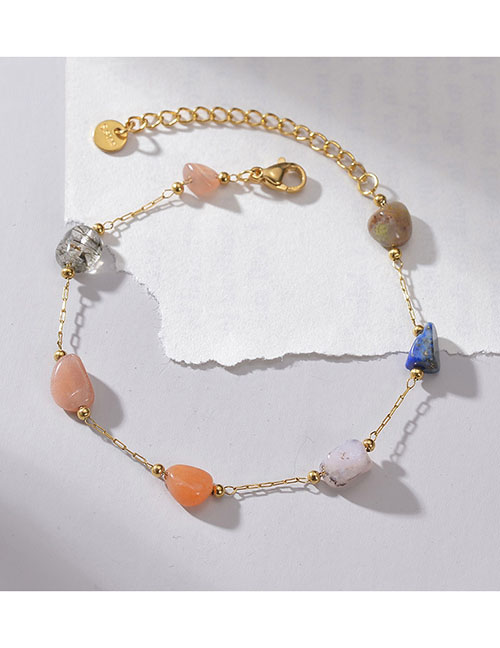 Pulsera De Piedra De Color En Forma De Acero De Titanio