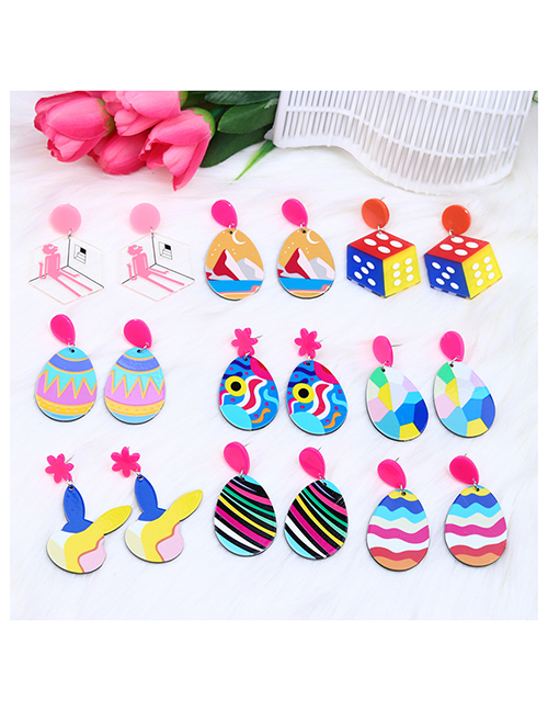 Fashion Color 9 Acrylic Printed Girl Pendant Earrings