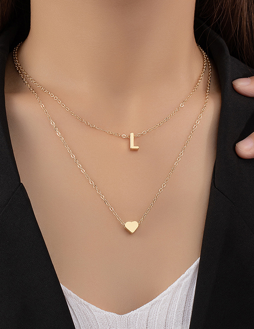 Fashion Letter L Metal 26 Letter Love Double Layer Necklace