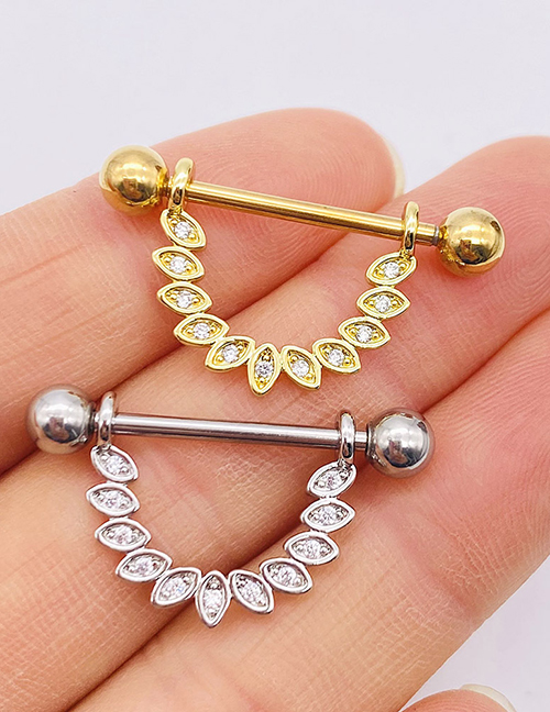 Anillo De Leche De Punción Geométrica De Acero De Titanio Con Incrustaciones